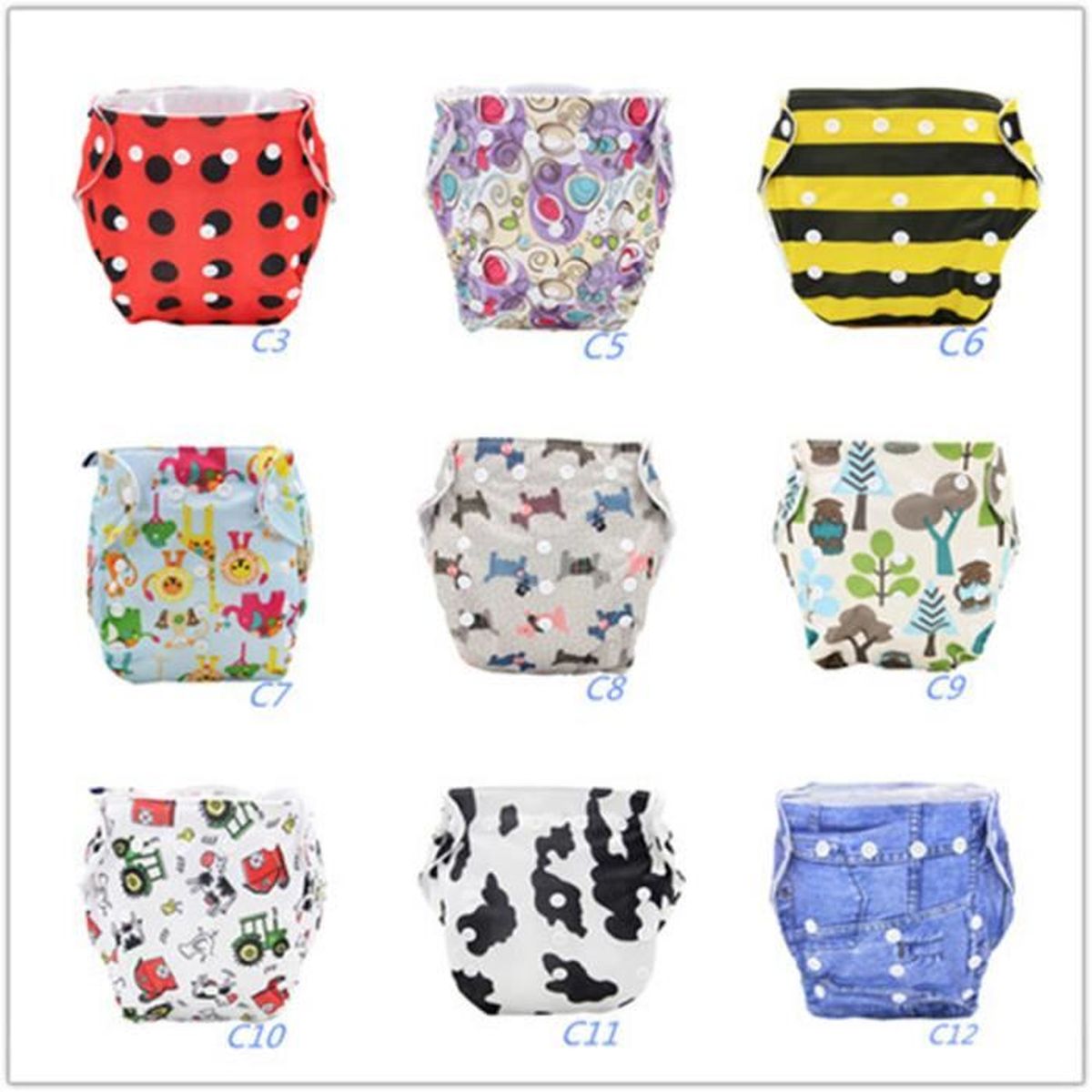 LOT 9 COUCHES LAVABLES bébé TE1 + 18 INSERT MICROFIBRE bébé fille ou