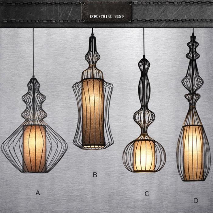 Ferandhome rétro lampe lustre chandelier suspension luminaire fer ... Créatif Design Salon