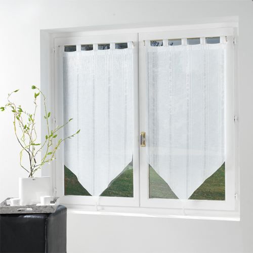 Lot de 2 Rideaux Voilages Dégradé Blanc et Orange H-L 225-140cm à