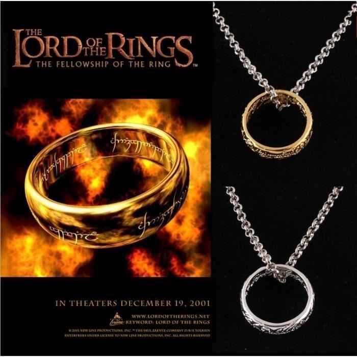 Le Seigneur des Anneaux bague Collier The Lord of the ring power bijoux Silver Achat / Vente
