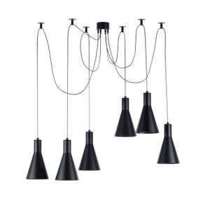 TOSEL Lustre - suspension ? 6 lumi?res câble 150 cm et fixation au plafond Krake E27 40W noir et or