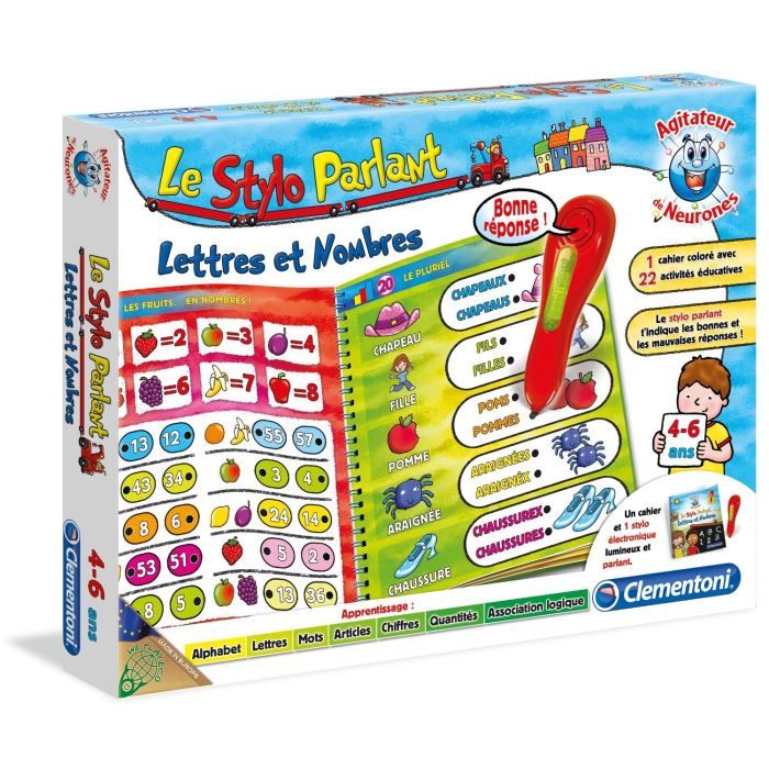 Stylo Parlant Clementoni - Jeu Éducatif 3-5 Ans - 22 Activités Lettres/Chiffres/Couleurs