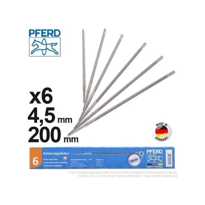 Boite de 6 limes Pferd de diam&egrave;tre 4,5mm pour l'aff&ucirc;tage de cha&icirc;ne