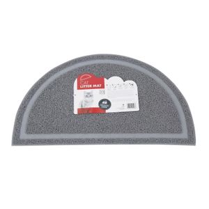 MPETS Tapis sortie maison de toilette demi cercle - Pour chat - 60x35,5cm - Gris
