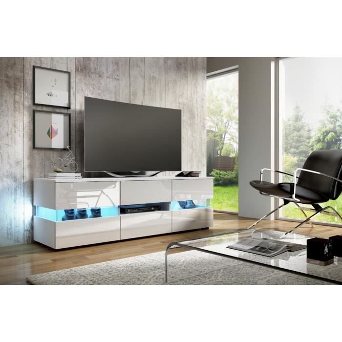 TV Inter Blanc / Blanc Gloss LED Achat / Vente meuble tv Meuble TV