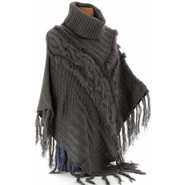 Poncho Cape Fourrure Pull CELESTINE Femme Achat / Vente pull