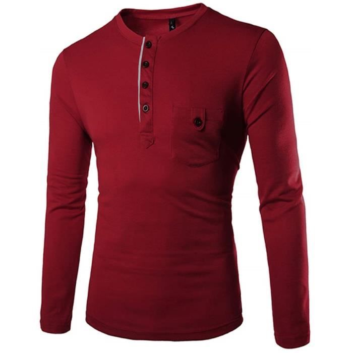 Tshirt Homme Manche Longue Tee Shirt de Marque Slim Fit Tshirt Homme