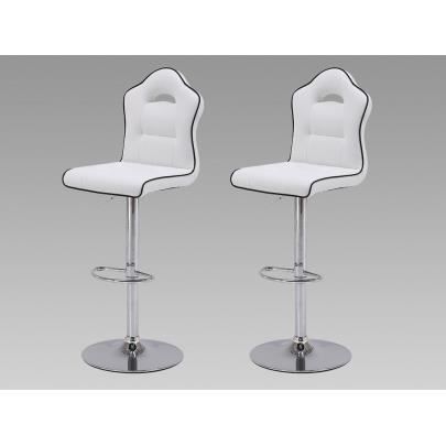 Tabouret de bar en simili et piètement en chrome coloris noir WALTER