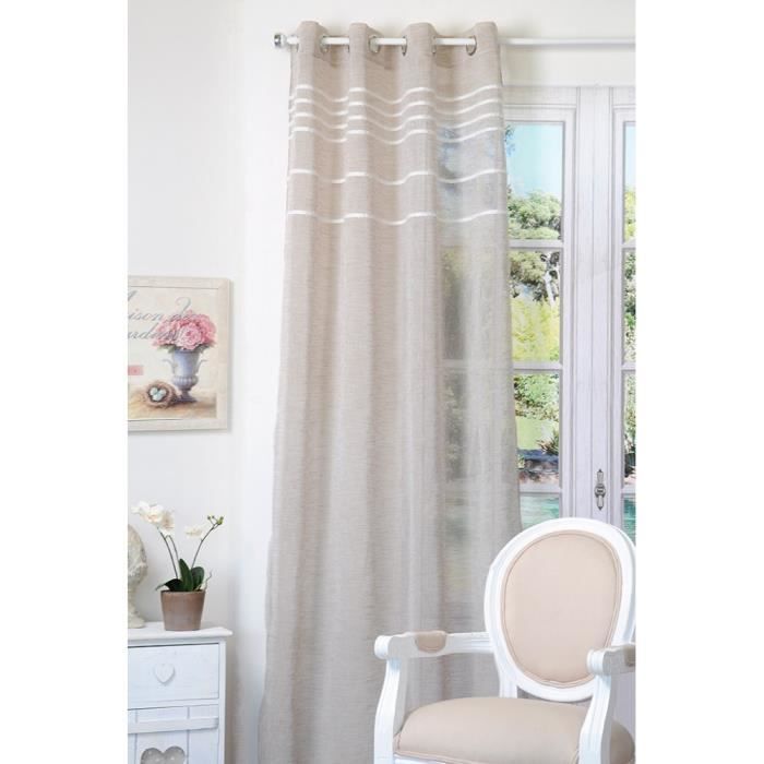 Rideaux voilage oeillets beige - Achat / Vente Rideaux ...