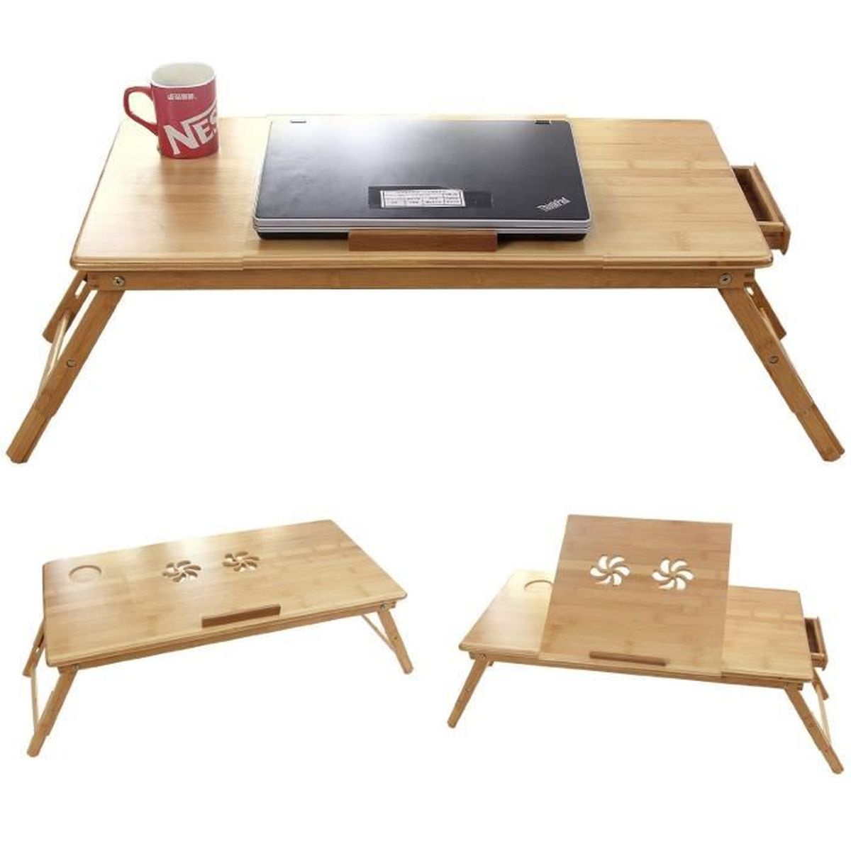 table de lit pliable en bambou pour pc ordinateur