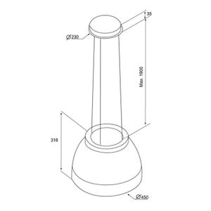 Hotte cuisine Airforce suspendue noire LUNA Ø