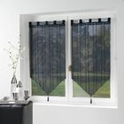 RIDEAU - DOUBLE RIDEAUX - VOILAGE - PANNEAU JAPONAIS 2 Voilages pompons voile sablé raya noir 60x160cm