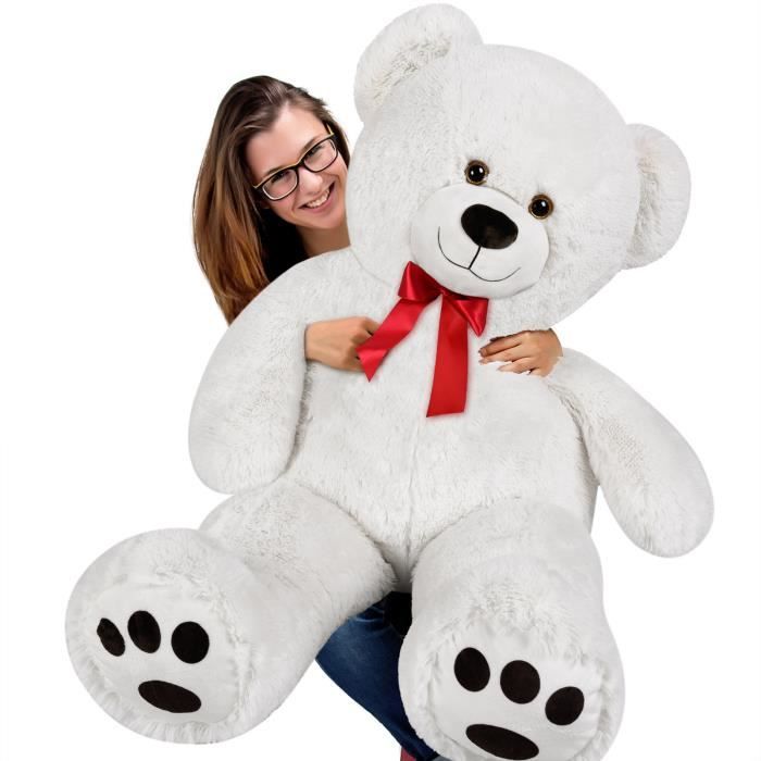 Nounours peluche géante Teddy Bear 100cm Blanc Achat / Vente