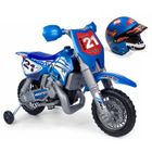 PORTEUR-POUSSEUR-DRAISIENNE-TRICYCLE Moto Febercross scx 6 volts avec casque Feber