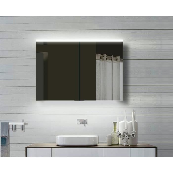 Armoire de toilette avec LED et cadre en aluminium 100x70cm Achat
