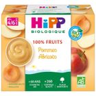 DESSERT-GOUTER BEBE HIPP Coupelles 100% Fruits Pommes Abricots 4 mois