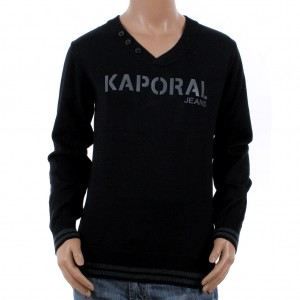 PULL Pull Kaporal Garçon Col V Town Noir