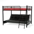 LIT COMBINE - MEZZANINE  HUGO Lit mezzaclic 140x190 matelas pixel noir/roug