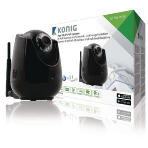 KONIG Caméra de surveillance IP HD Pan-Tilt intérieure 720P - Noir