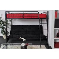 LIT COMBINE - LIT MEZZANINE HUGO Lit mezzaclic 140x190 matelas pixel noir/roug