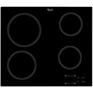 WHIRLPOOL AKT829BF - Table de cuisson vitrocéramique - 4 zones - 6200 W - L 58 x P 51 cm - Rev?tement verre - Noir