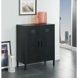 CAMDEN Meuble de rangement industriel noir laqué - L 70 cm