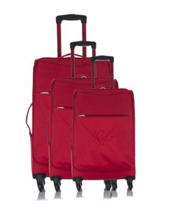 LES P'TITES BOMBES Set de 3 Valises Souple 4 Roues 50-60-69 cm ANA?S Red