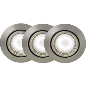 BRILLIANT Kit de 3 spots encastrable orientables LED Honor diam?tre 9 cm GU10 5W acier