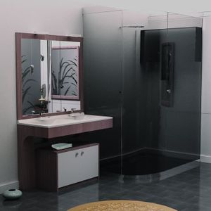 ALTEA Ensemble meuble de salle de bain 120 cm - LED incluse - Compatible PMR - Décor coimbra souris