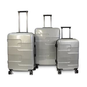 KINSTON Set de 3 Valises Rigide ABS & Polycarbonate 8 Roues 56-66-76cm Argent