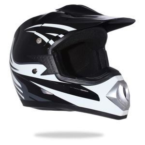 Casque Cross Adulte Noir et Blanc