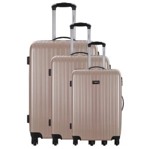 TORRENTE Set de 3 Valises Rigide Polycarbonate-ABS Cristal 4 Roues S-M-L KLAROS Champagne