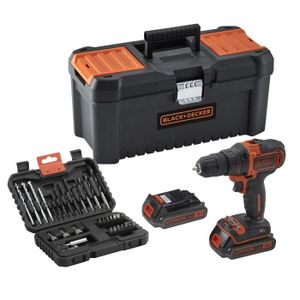 BLACK & DECKER Coffret perceuse sans fil avec 2 batteries 18 V + 32 accessoires