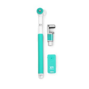 XSORIES - ME SHOT DELUXE - Perche ? selfie extensible de 23 ? 93 cm aluminium, télécommande et pholder amovible - Bleu turquoise