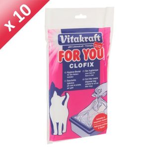 VITAKRAFT Clofix - Sacs hygiéniques pour tous les bacs ? liti?re - Pour chats x15 - (x10)