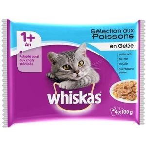 WHISKAS Sélection aux poissons en gelée - 4 x 100g (x13) - pour chat adulte