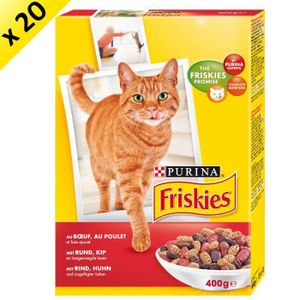 FRISKIES B?uf, Poulet, Foie ajouté - 400 g (x20) - Pour chat adulte