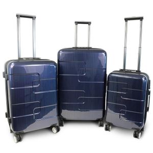 KINSTON Set de 3 Valises Rigide ABS & Polycarbonate 8 Roues 56-66-76cm Bleu