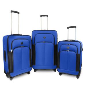 KINSTON Set de 3 Valises Souple 4 Roues 61-68-78cm Bleu