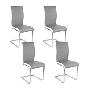 LEA Lot de 4 Chaises de salle ? manger blanches grises