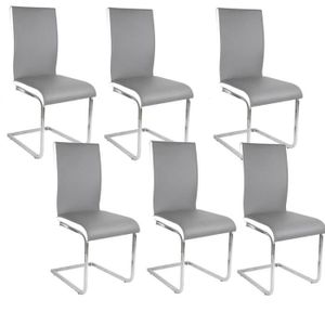 LEA Lot de 6 Chaises de salle ? manger blanches grises