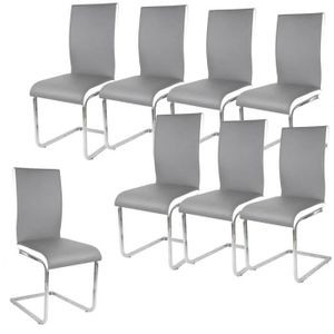 LEA Lot de 8 Chaises de salle ? manger blanches grises