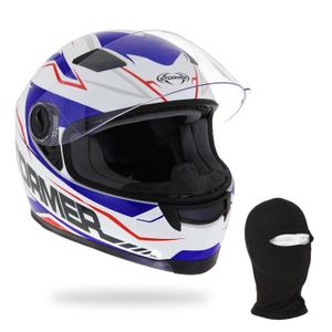 STORMER Casque Intégral Area Faster Blanc Bleu et Rouge + Cagoule