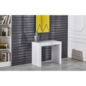 ZACK Table console extensible 10 personnes 45-250x90 cm - Laqué blanc