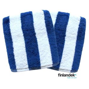 FINLANDEK Lot de 2 serviettes de toilette 50x100 cm rayées bleu