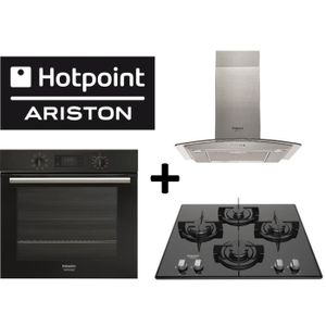 PACK cuisson HOTPOINT:FA2 540 P BL HA Four multifonction chaleur tournante+HHGC 6.4F AM X Hotte Inox+FRDD642/HA(BK)Table cuisson gaz