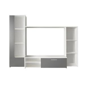 FINLANDEK Meuble TV mural PILVI contemporain blanc et gris - L 220 cm