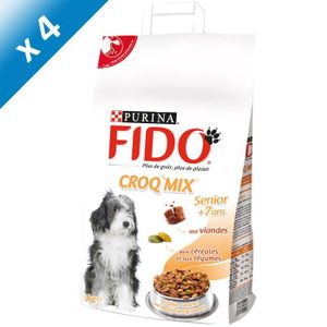 FIDO Croquettes aux Viandes, Céréales et Légumes - 3 kg (x4) - Pour chien senior