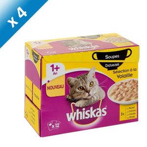 WHISKAS Soupe onctueuse de volaille - Pour chat - 12x85g (x4)
