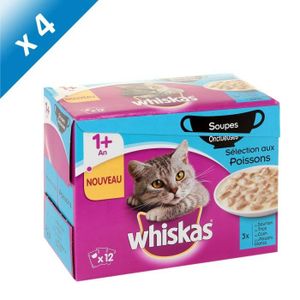 WHISKAS Soupe onctueuse de poisson - Pour chat - 12x85g (x4)